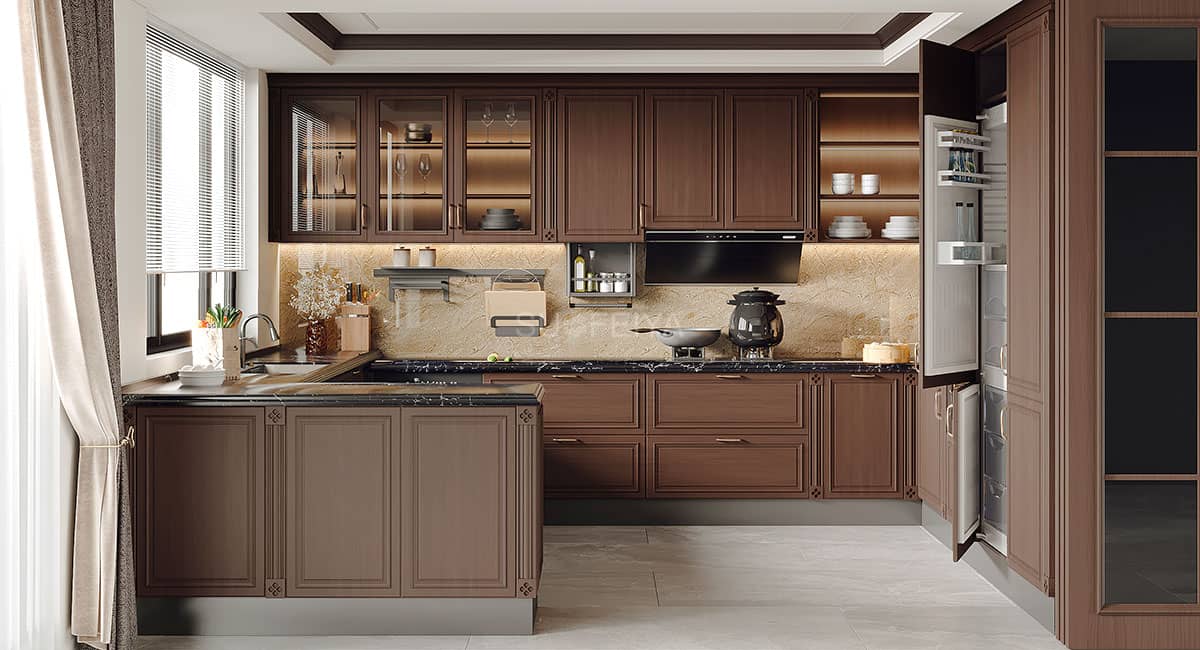 Classic Retro PVC U-shaped Kitchen Cabinet