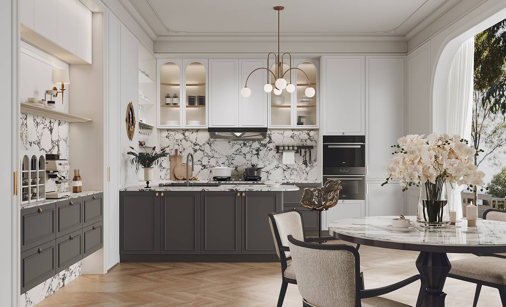 Modern Two Combinations Large Kitchen Cabinet Design — frame 6