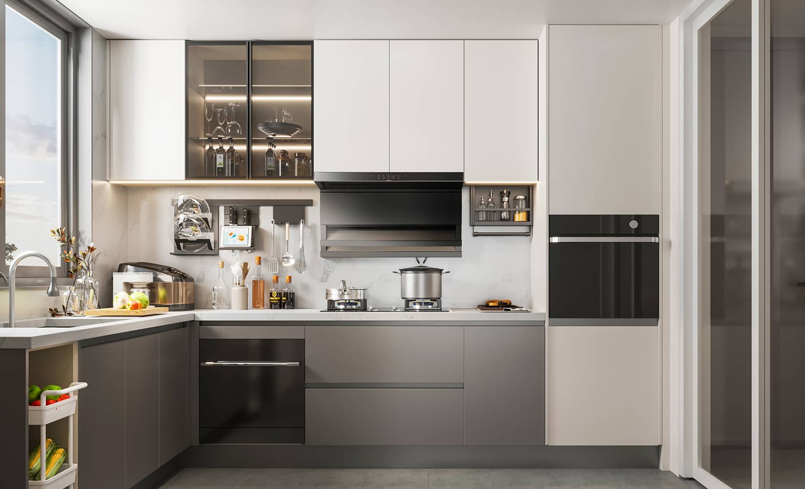 Modern Two Combinations Large Kitchen Cabinet Design — frame 12