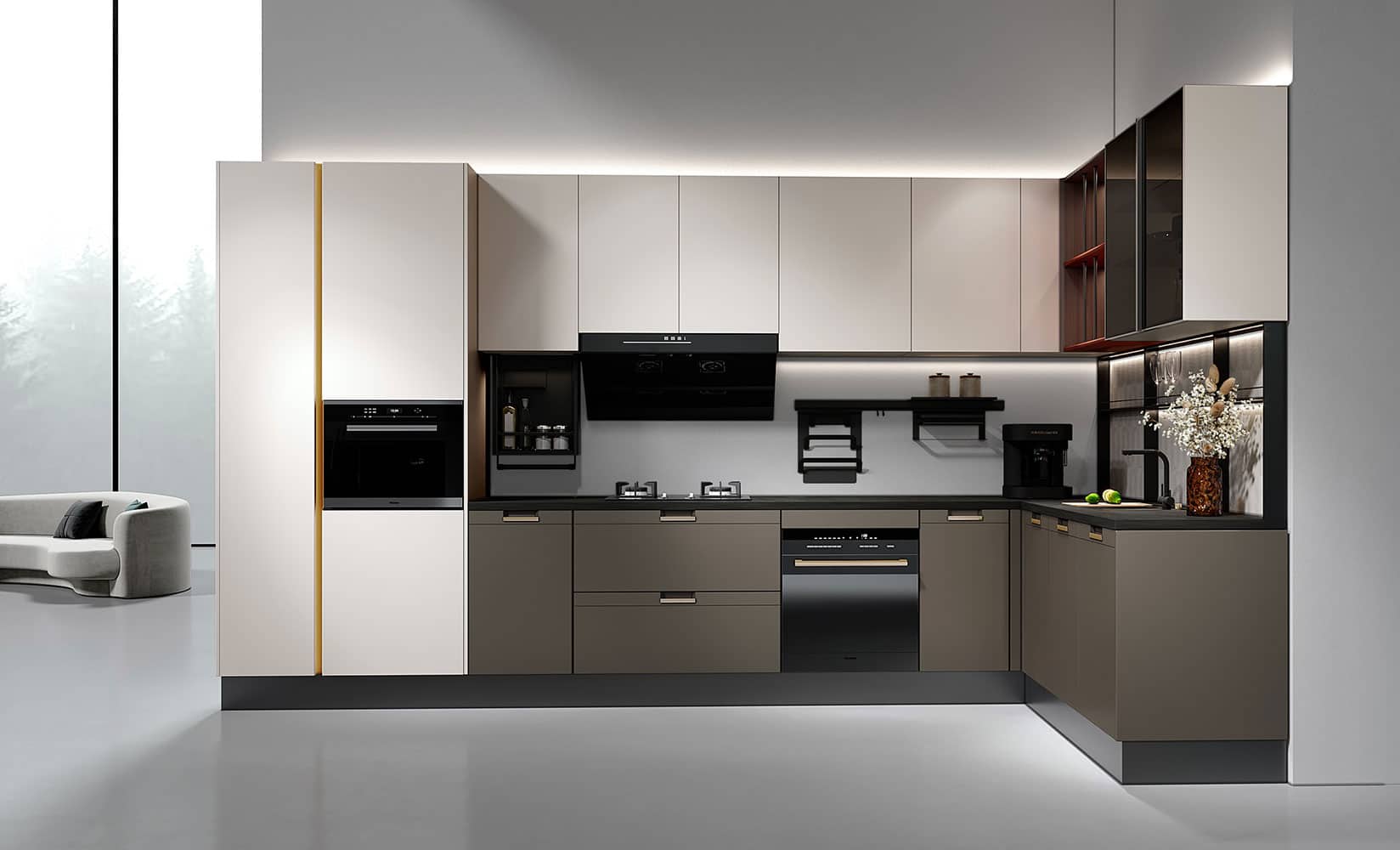 Modern Two Combinations Large Kitchen Cabinet Design — frame 13