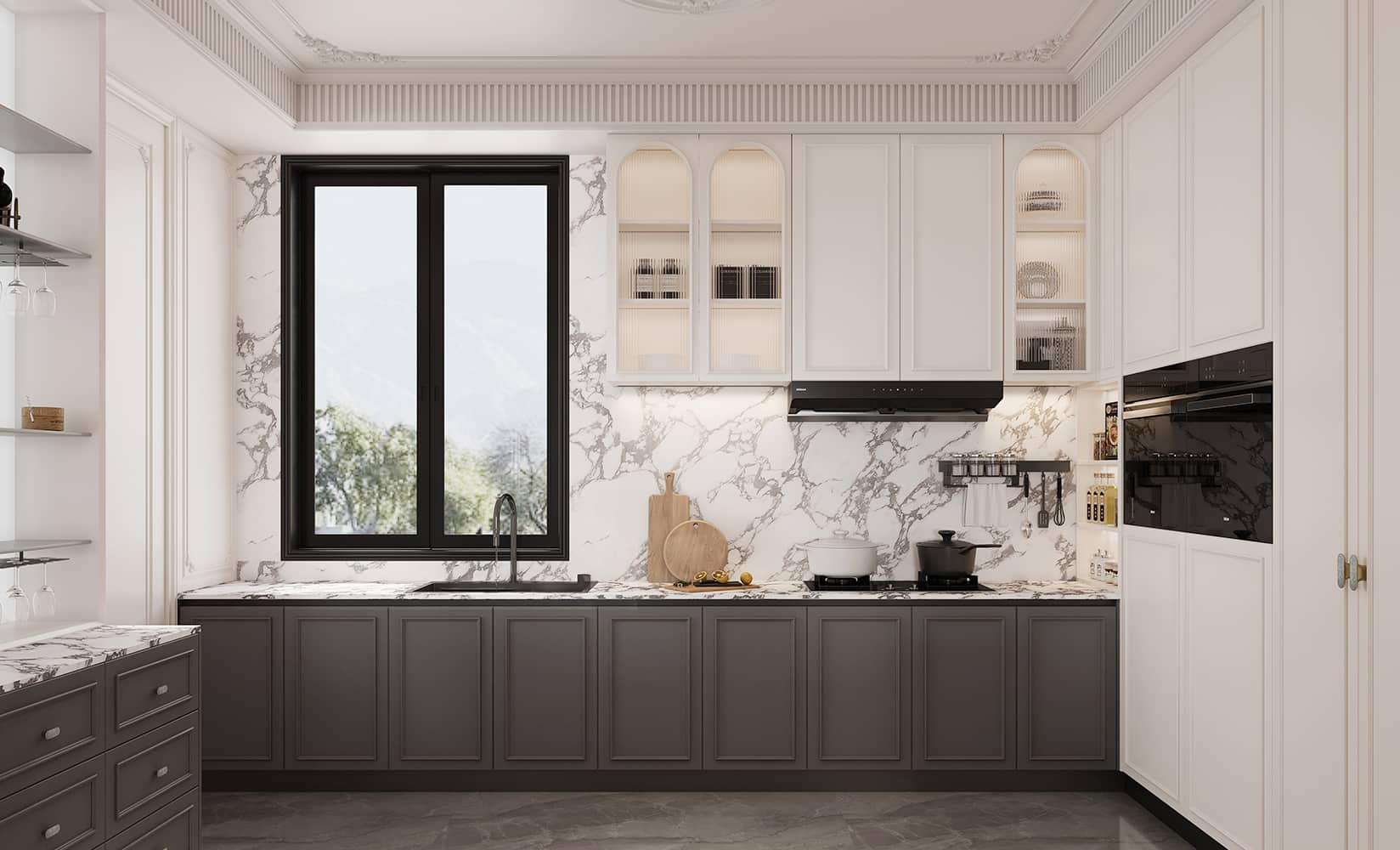 Modern Two Combinations Large Kitchen Cabinet Design — frame 5