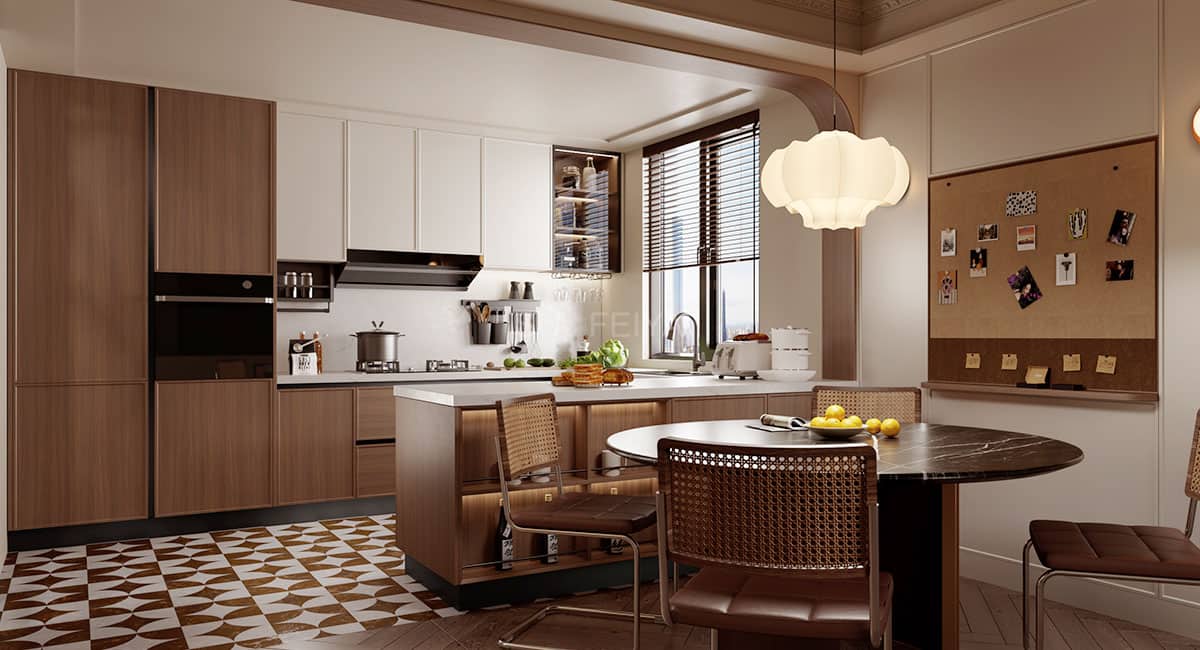 Chinese-style Open U-shaped Kitchen Cabinet — frame 1