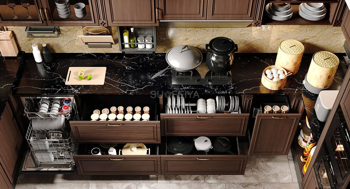 Classic Retro PVC U-shaped Kitchen Cabinet — frame 2