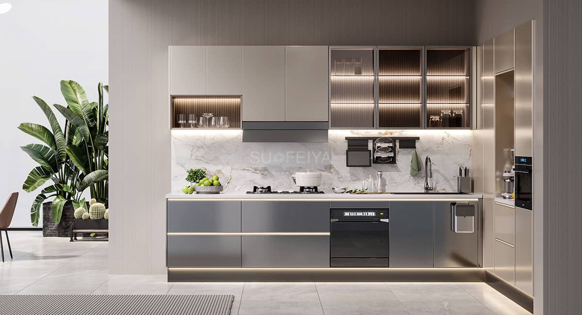 Custom minimalist glossy kitchen cabinet — frame 2