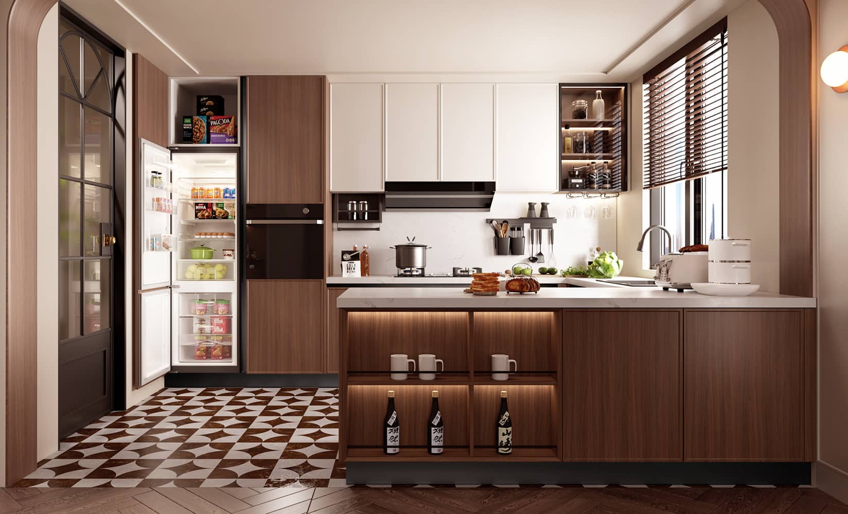Modern Two Combinations Large Kitchen Cabinet Design — frame 8