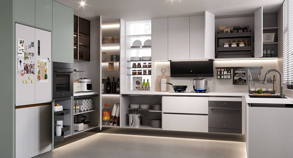 Modern Two Combinations Large Kitchen Cabinet Design — frame 1