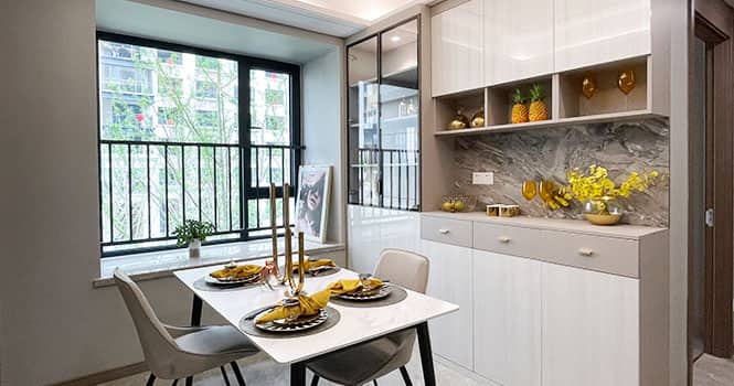 A 122 m² exquisite, practical, and well-designed three-bedroom condo with a modernized decoration genre — frame 20