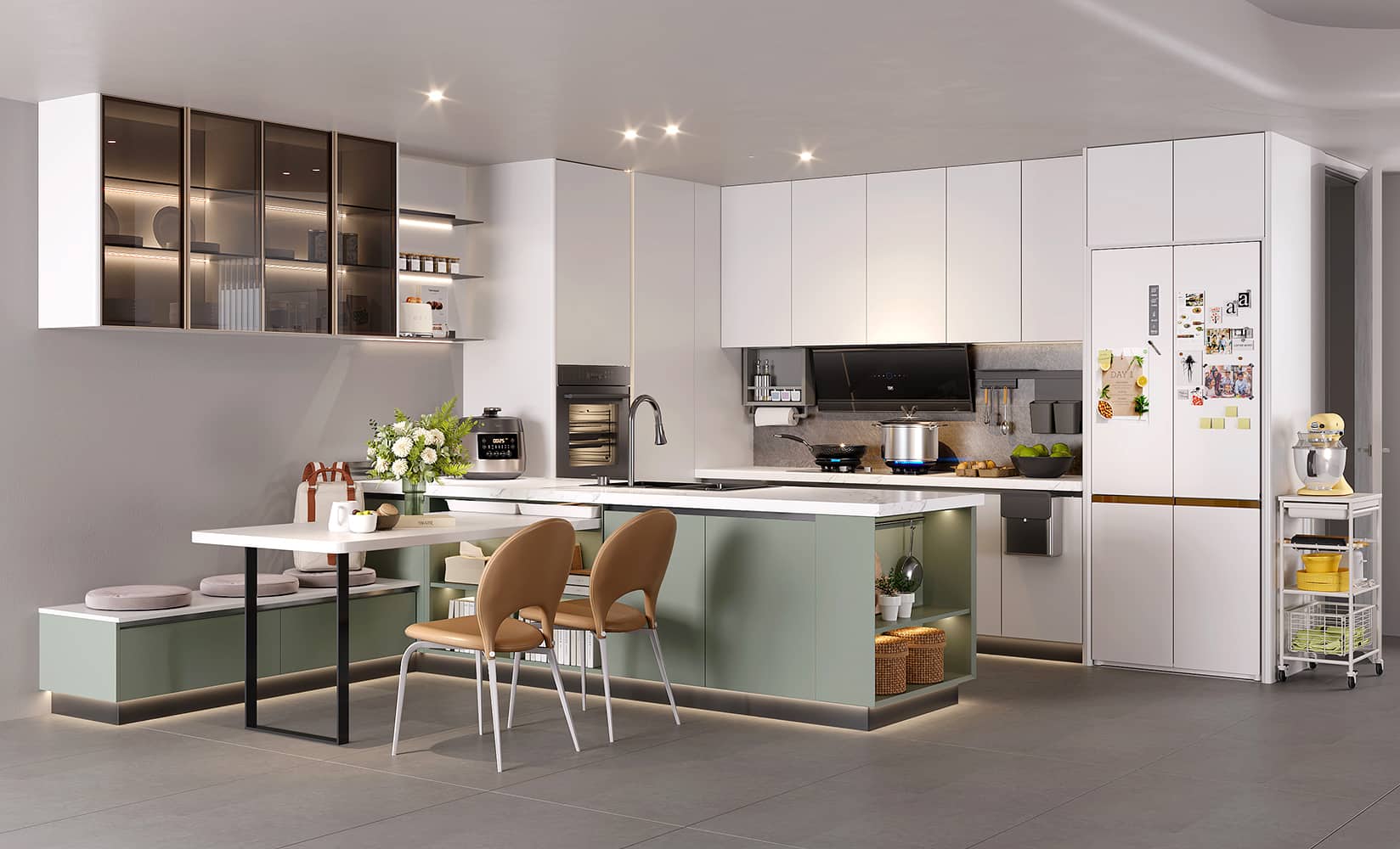 Custom minimalist glossy kitchen cabinet — frame 8