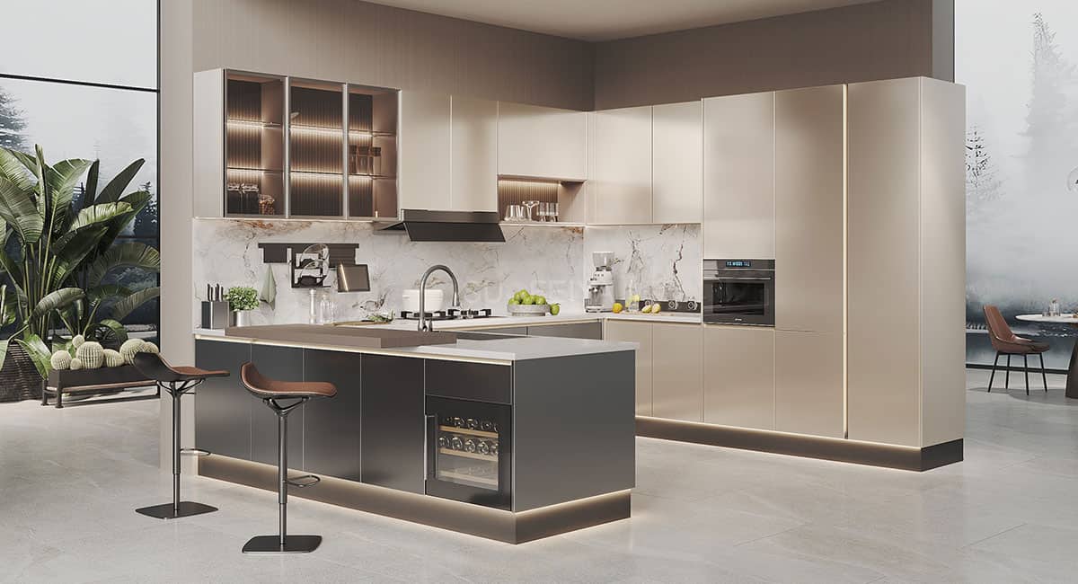 Custom minimalist glossy kitchen cabinet — frame 1