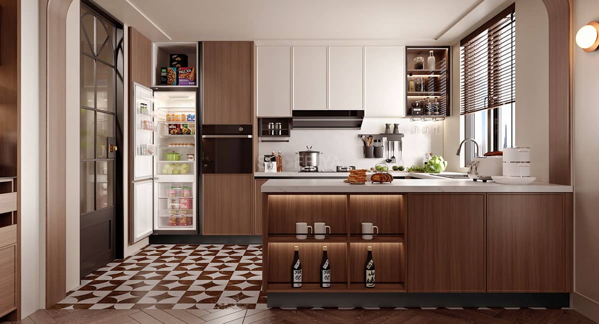 Chinese-style Open U-shaped Kitchen Cabinet