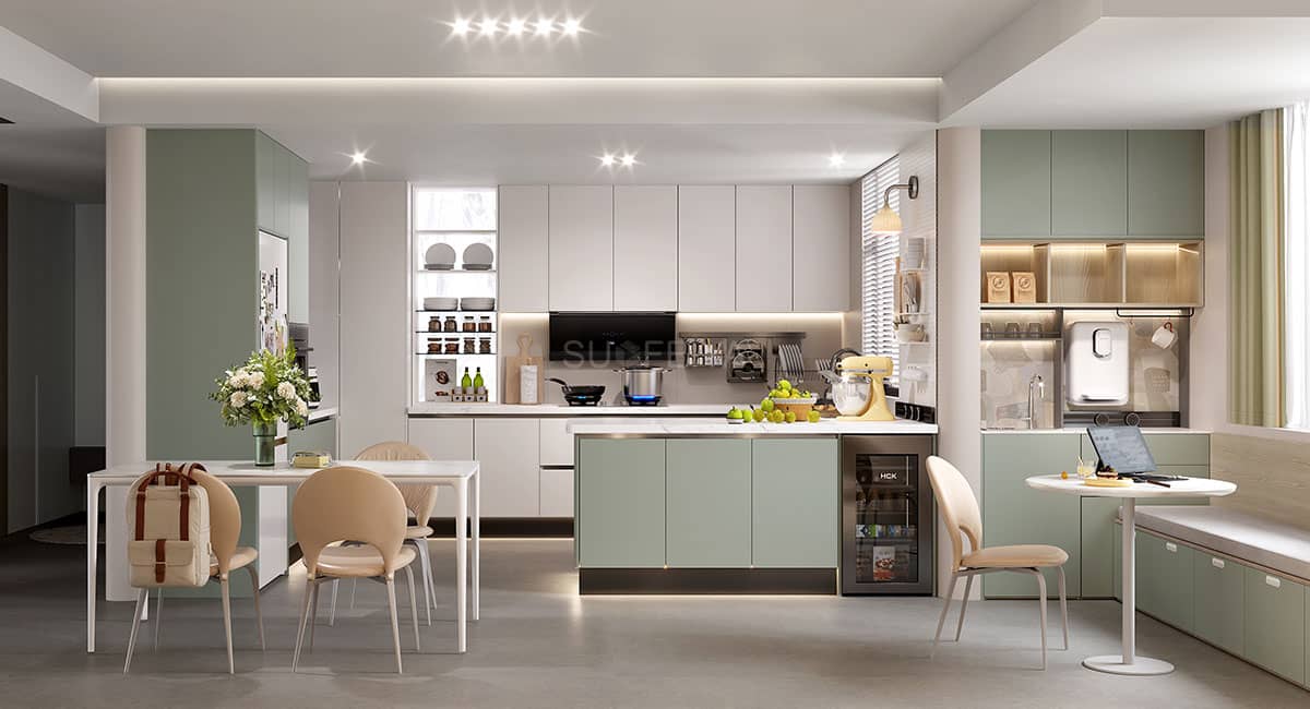 Modern Two Combinations Large Kitchen Cabinet Design