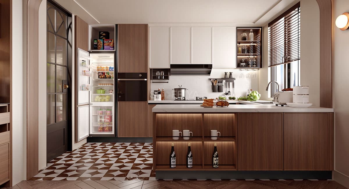 Chinese-style Open U-shaped Kitchen Cabinet